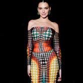 Featured Faux off Neck Stitching Long Sleeve Slim Expansion Dress